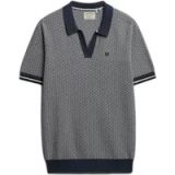 Superdry Johnny Collar Knitted Korte Mouw Poloshirt Stormy Navy Jacquard M Man