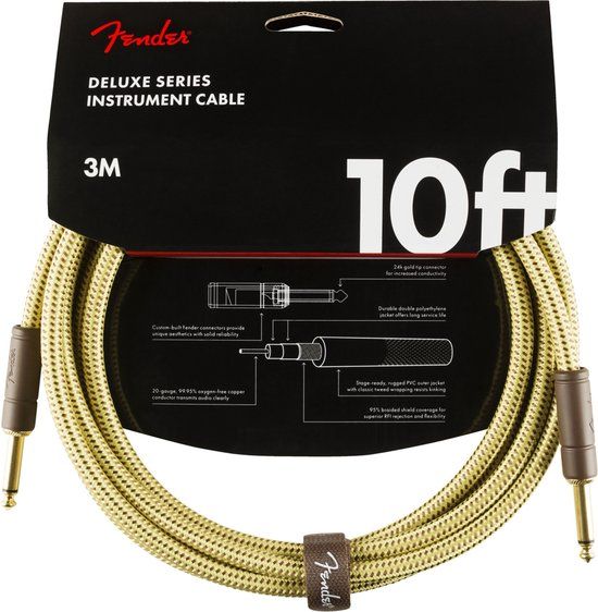 Fender Deluxe Series Instrument Cable 3m (Tweed)