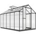 Serre de jardin en aluminium et polycarbonate, serre avec fenêtres supérieures réglables 303x183x195cm transparent