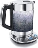 Arendo - Rookglas glas waterkoker - 1,5 liter inhoud - borosilicaatglas - basisstation van roestvrij staal - modern design