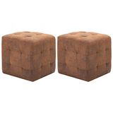 vidaXL Poef 2 stuks 30x30x30 cm Kunstsuède Bruin