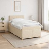 vidaXL Boxspringbed met matras, crème kleur, 120 x 190 cm, gestoffeerd