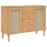 vidaXL Dressoir SENJA, bruin, met rotanlook, 112x40x80 cm, van grenenhout