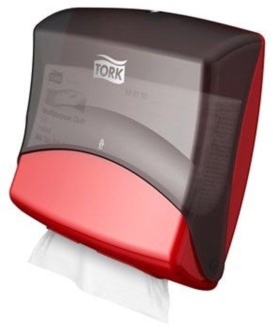 Tork Gevouwen Reinigingsdoek Dispenser Rood en Zwart W4, Wandmontage (654008)