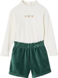 Vertbaudet Ensemble fille avec t-shirt + short en velours