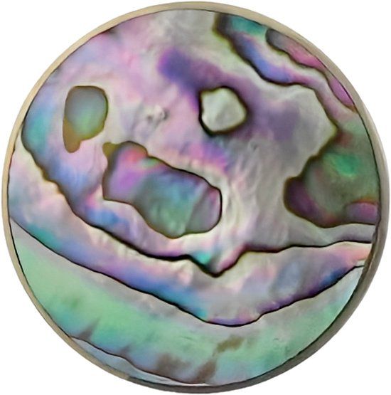Behave Broche Rond Abalone Schelp Dames Blauw Groen Grijs 3.5 cm