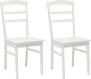 vidaXL Eetkamerstoel - 2 stuks - Massief Rubberhout - Wit