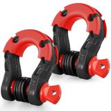 VEVOR 3/4" D-Ringbeugel, 2-Pack Gelegeerde Stalen Beugels 66139 Lbs (30 Ton) Breeksterkte Met 7/8" Schroefpen, Isolatoren en Ringen, Zware Off-Road Voertuigbergingsbeugel voor Jeep-Truck, Zwart
