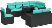 vidaXL Loungeset met Kussens - Poly Rotan & Acacia - Zwart