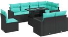 vidaXL Loungeset met Kussens - Poly Rotan & Acacia - Zwart
