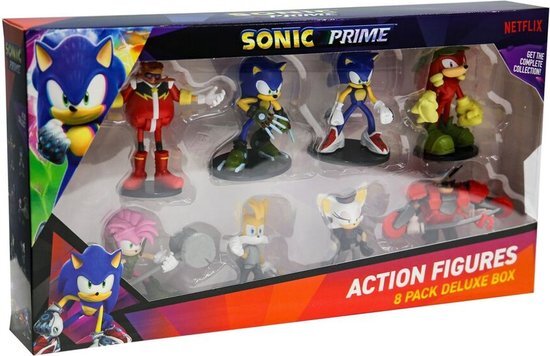 PMI Kids World Sonic Prime Action Figures: 8 Pack Deluxe Box