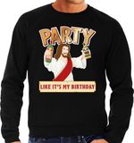 Bellatio Decorations Foute Kersttrui - Party Jezus - Zwart - Heren - Maat M