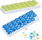 Relaxdays pillendoos, set van 2, voor 31 dagen, BPA-vrij kunststof, groot medicijndoosje, medicatiedoos, groen/blauw