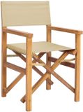 vidaXL Regisseursstoel Bruin en Beige Massief Teakhout