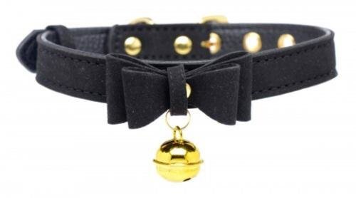 Master Series Golden Kitty Collar Met Kattenbelletje - Zwart/Goud