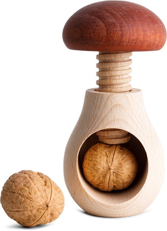 Creative Home Houten Notenkraker | Paddestoelvormig | 10 x 6 cm | Natuurlijk Beukenhout