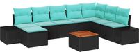 vidaXL Tuinbank - Set - 9 - st - Zwart - en - turkoois