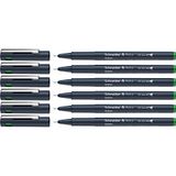 Schneider Pictus Fineliner (lijndikte 0,5 mm, onuitwisbare pigmentliner, metalen punt, behuizing van 85% gerecycled kunststof) verpakking van 6 stuks, groen