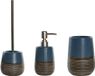 Panda Porte-brosse WC avec distributeur de savon/gobelet - polystone bleu marine/jute