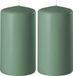 Enlightening Candles 2x Groene cilinderkaarsen/stompkaarsen 6 x 8 cm 27 branduren - Geurloze kaarsen groen