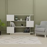 Homemania Boekenkast met planken, deuren, kantoor, woonkamer, wit, van hout, 150 x 23,8 x 113,2 cm, spaanplaat melamine