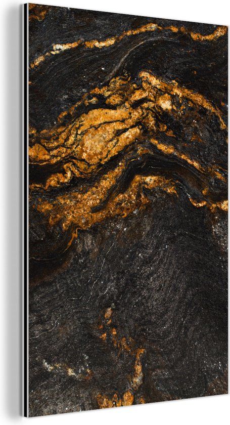 MuchoWow Aluminium Schilderij Industrieel - Marmerlook - Goud - 60x90 cm - Dibond