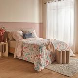 HomeMaison JJA 3-delige, omkeerbare katoenen beddenset met bloemmotieven, Beige lin, 220x240 cm