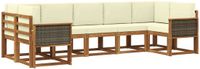 vidaXL - Hoek loungeset - 7 zitplekken - Acacia hout - Natuurlijk en crème