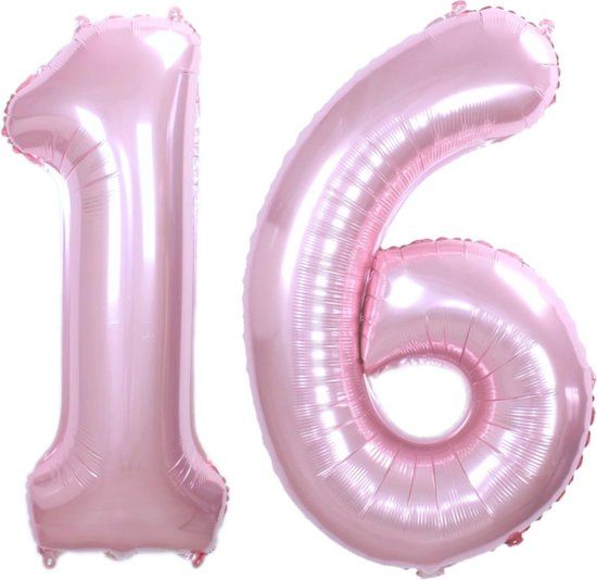 Roze Folie Ballon - Cijfer 16 Jaar - 70cm - Verjaardag