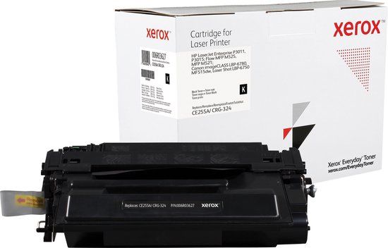 TON Xerox Black Toner Cartridge equivalent to HP 55A for use in LaserJet Enterprise P3011, P3015 Flow MFP M525, MFP M521 (CE255A)