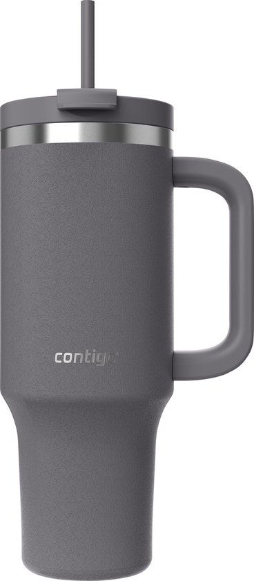 Contigo Tumbler Streeterville 1,2 liter met handvat | Roestvrijstalen vacuüm geïsoleerde waterfles met rietje en deksel | Koud voor 29 uur | Reisbeker | Thermosfles | BPA-vrij | Darkston