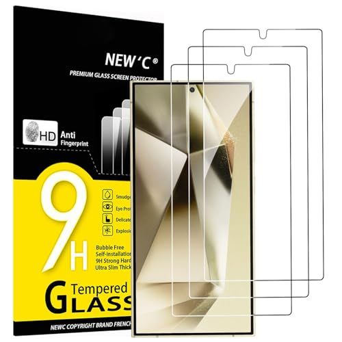 NEW'C 3 Stuks, Screen Protector voor Samsung Galaxy S25 Ultra Gehard Glass Schermbeschermer - Luchtbelvrij - Ultrabestendig - Ultra transparant - 9H hardheid glas