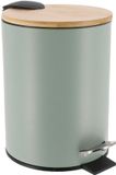 Tendance Badkamer prullenbak Bamboo vibe - soft close - lichtgroen - 3 liter - metaal
