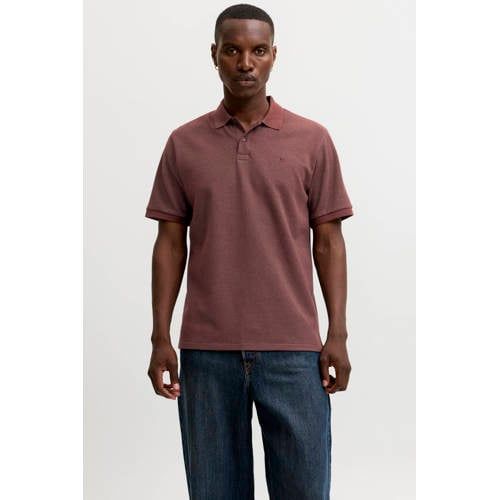 JACK & JONES ESSENTIALS regular fit gemêleerde polo - roodbruin