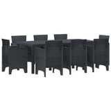 vidaXL Tuinset, 9-delig, Antracietkleurig, Polypropyleen