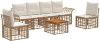 vidaXL - Buiten - bank - set - 7 - st - Natuurlijk - en - Crème - Wit - Polyester