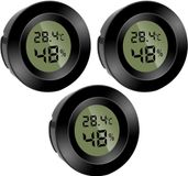 Merkloos / Sans marque Holland Connections Set van 3 stuks - LCD digitale thermometer en hygrometer - rond ingebouwd - zwart