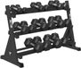Tunturi Platinum Hexa Rubber Dumbbell Sets incl Dumbbell rek - (8 sets - 2.5 t/m 20kg) - Zwart