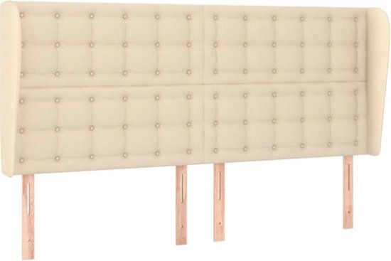 vidaXL Hoofdbord - Stof - Crèmekleurig - 163x23x118/128 cm