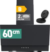 Heinrich's HDU7622 Hotte inclinée - 60cm - Noir - 300m³/h - Hotte inclinée