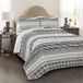 Lush Decor Patroon Gestreepte 3 Stuk Beddengoed Set, Zwart & Wit, Koning
