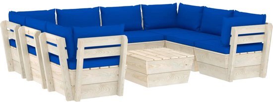 vidaXL 9-delige Loungeset met kussens pallet vurenhout