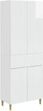 vidaXL - Kast - Set - 2 - st - Hoogglans - Wit - Bewerkt - hout