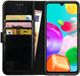 Rosso Element Book Case Wallet Hoesje Geschikt voor Samsung Galaxy A41 | Portemonnee | 3 Pasjes | Magneetsluiting | Stand Functie | Zwart