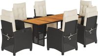 vidaXL Ensemble à Manger de Jardin avec Coussins 7 pcs, Table et Chaises avec Dossier Réglable, Meubles d'Extérieur, Moderne, Noir Résine Tressée