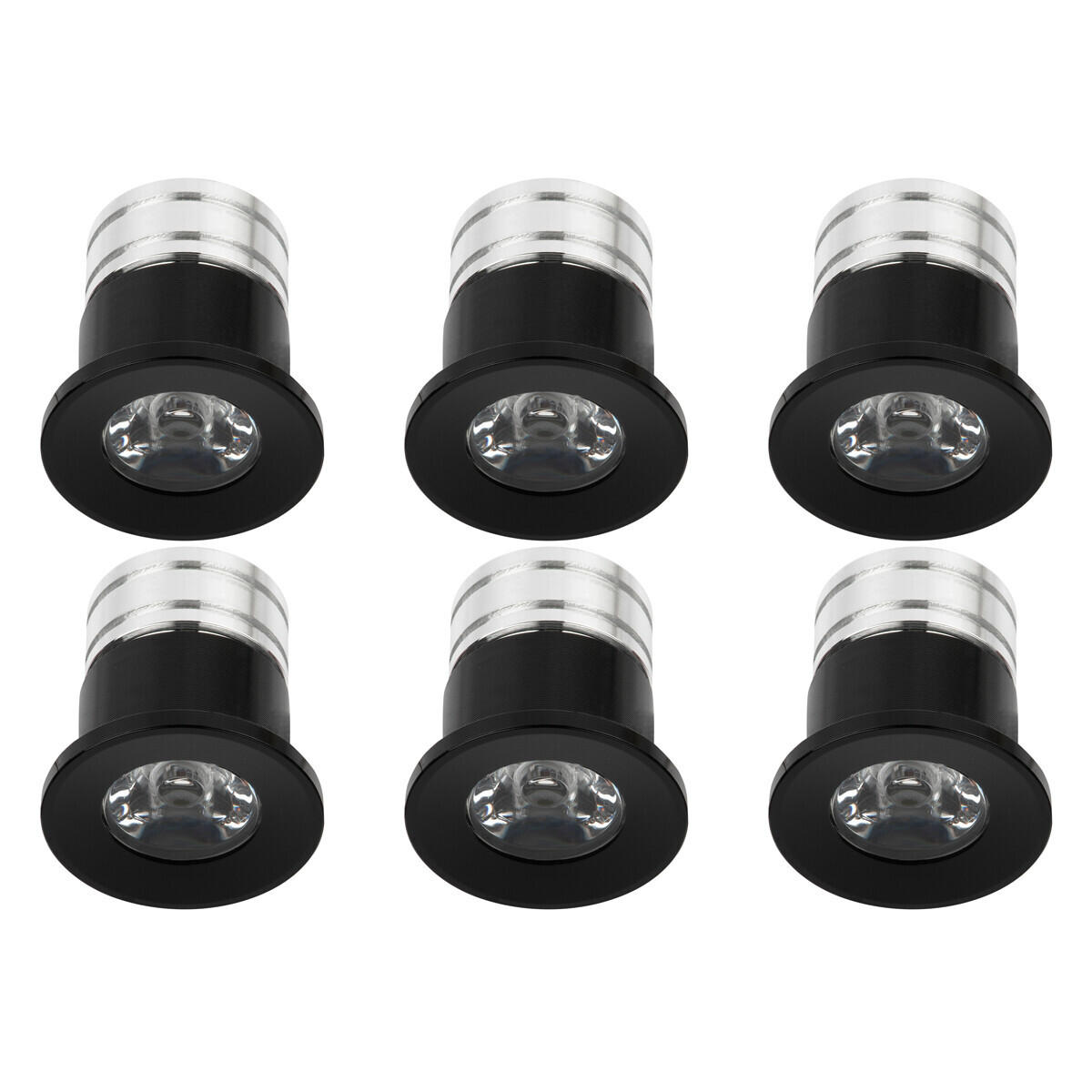 Velvalux LED Veranda Spot Verlichting 6 Pack - 3W - Warm Wit 3000K - Inbouw - Rond - Mat Zwart - Aluminium - Ø31mm