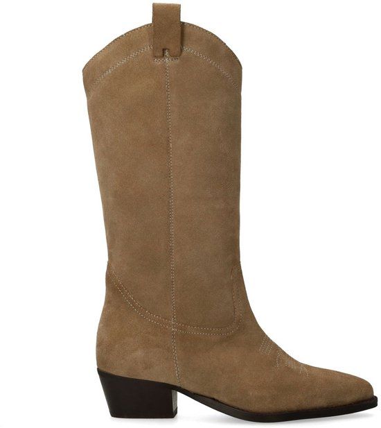 Sacha Dames Beige Suède Cowboylaarzen Maat 37