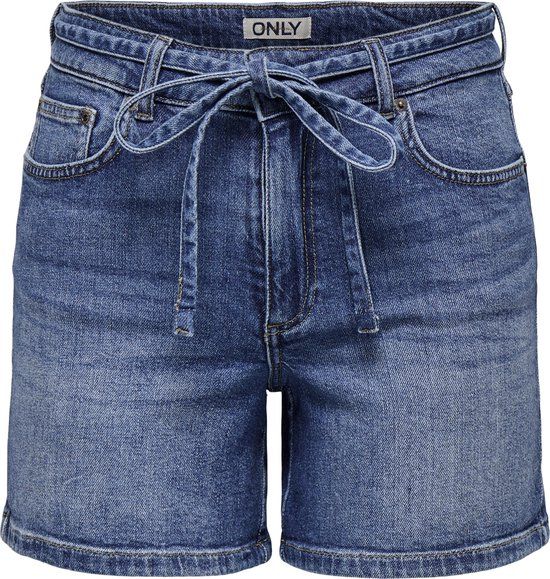 ONLY Broek Onlgianna Mw Belted Shorts Azg Dnm 15340706 Medium Blue Denim Dames Maat - S