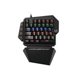 WE Gamium - Mechanisch gamingtoetsenbord, bekabeld, 1 hand, 35 toetsen, 4 macrotoetsen, Blue Switch, achtergrondverlichting, handsteun, kabel 1,6 m, zwart