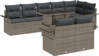 vidaXL Tuinbank Set 9-delig Grijs Polyrattan